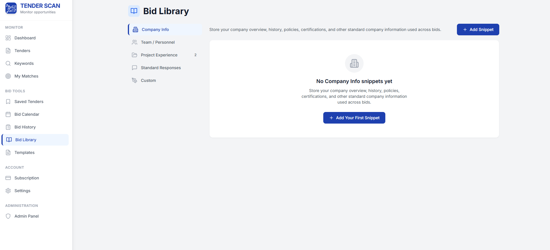Bid Library Reusable Content Snippets