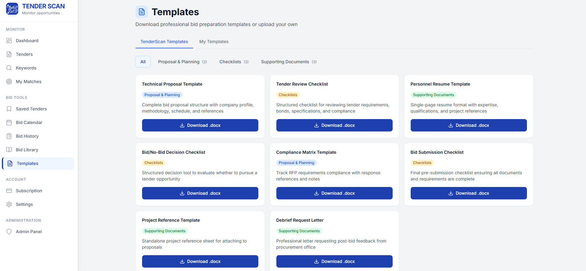 Bid Preparation Templates